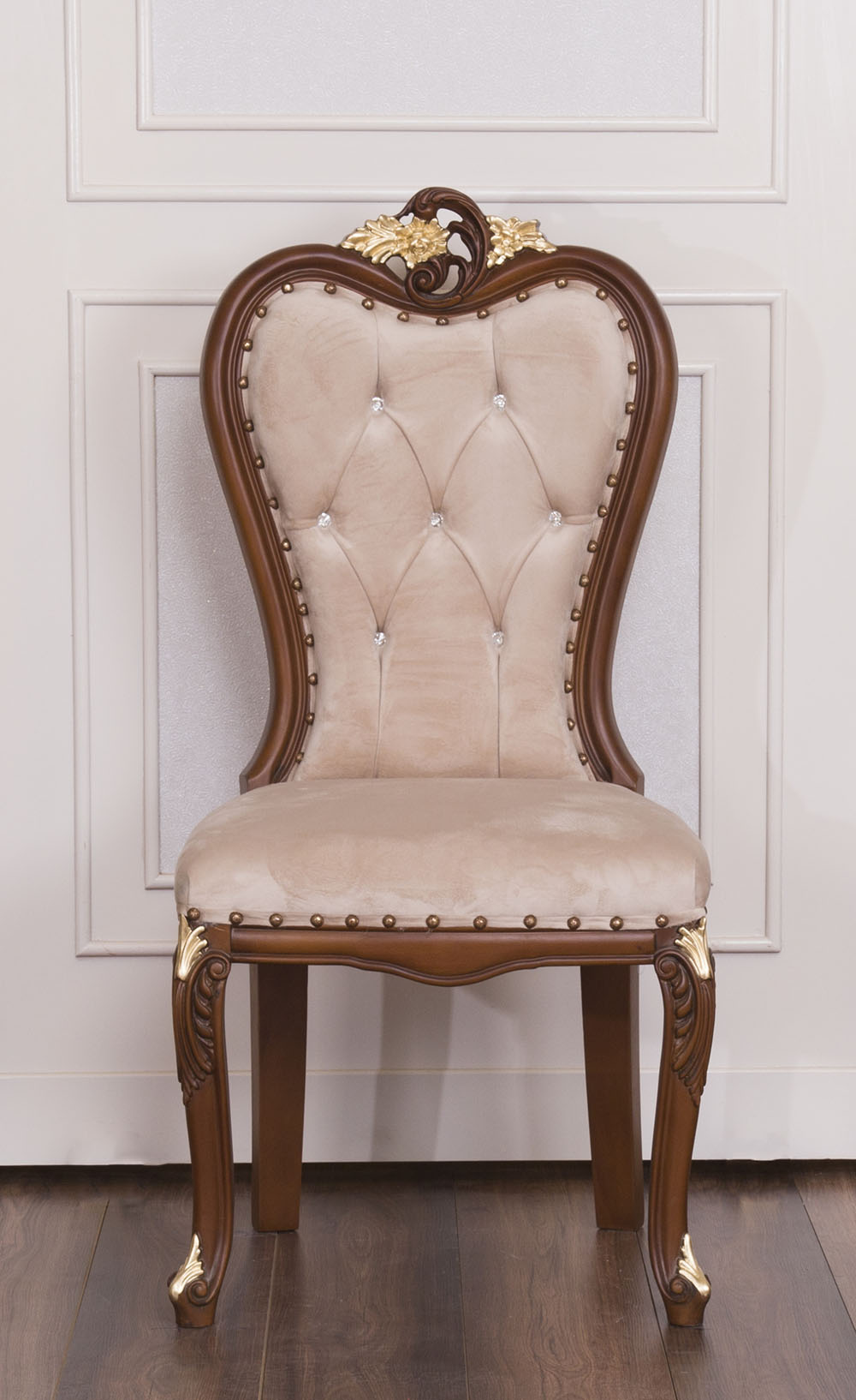 Dark Wood & Champagne Hathor Dining Chair