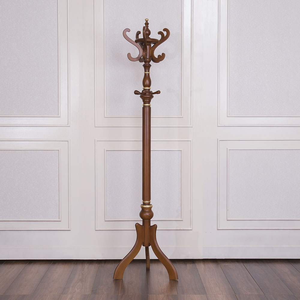 Dark Wood & Gold SOBEK Coat Stand