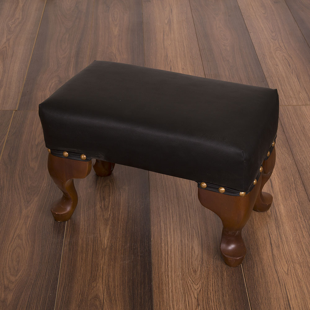 Black Leather Montu Footstool