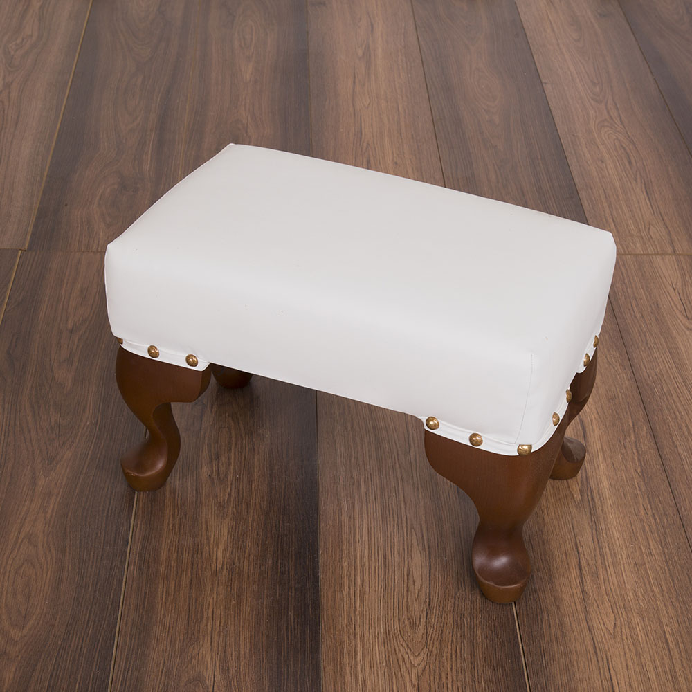White Leather Montu Footstool