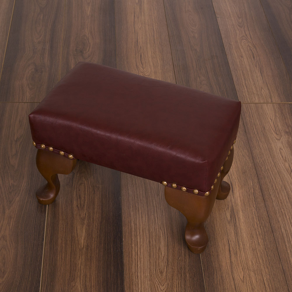 Burgundy Leather Montu Footstool