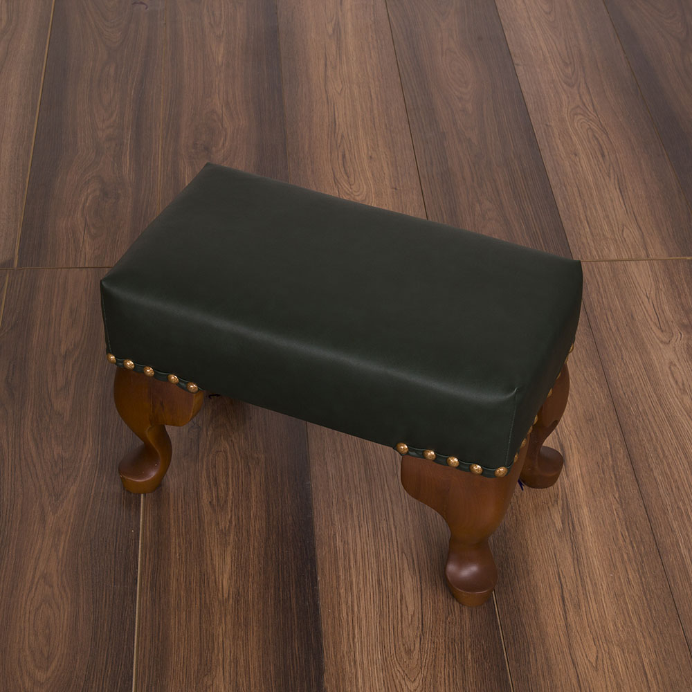 Green Leather Montu Footstool