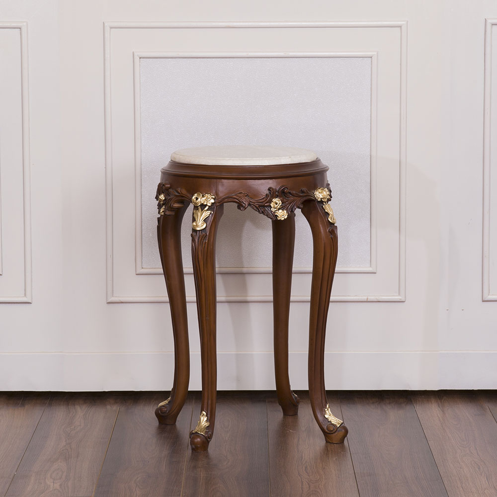 Dark Wood & Gold ANGET Side Table